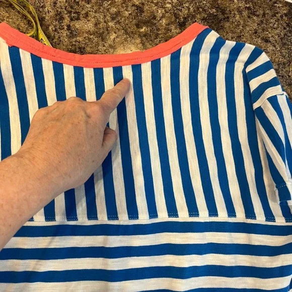 Anthropologie Pilcro Jordyn Stripe Slub Tee NWT Oversize Blue White MEDIUM NEW - Picture 8 of 14